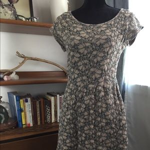 Anthropologie Deletta Grey Tan Lace Dress Medium